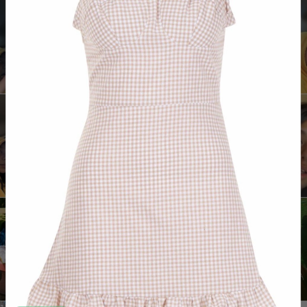 New gingham tie strap frill hem dress